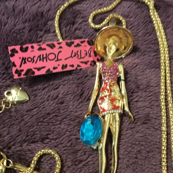 Betsy Johnson Shopper Girl Gold Toned Long Necklace! NWT - Picture 1 of 8